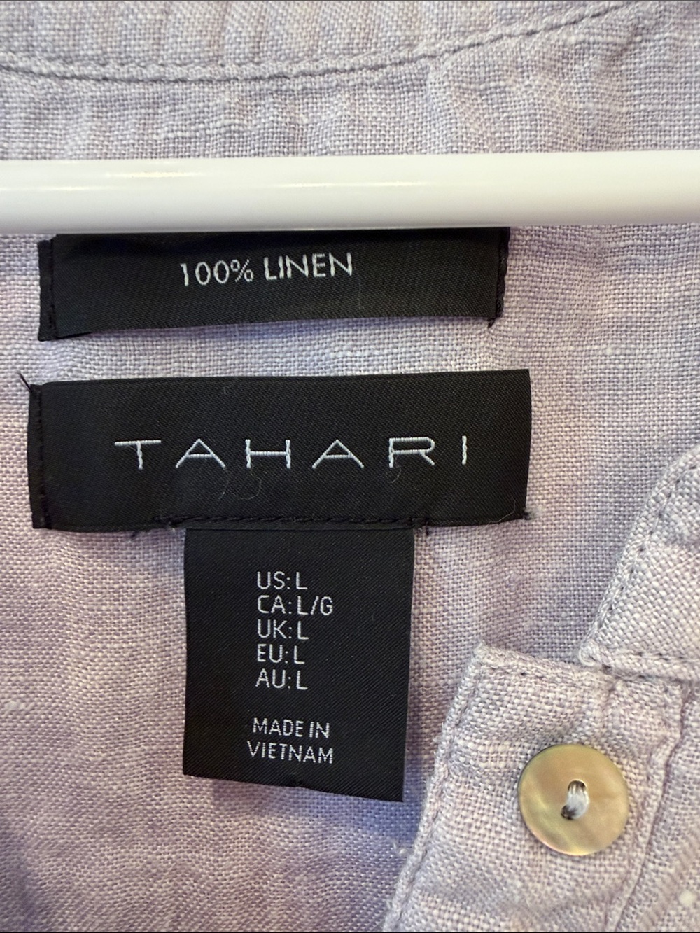 Tahari Lilac Sleeveless 100% Linen Button-Front Top - Picture 2 of 4